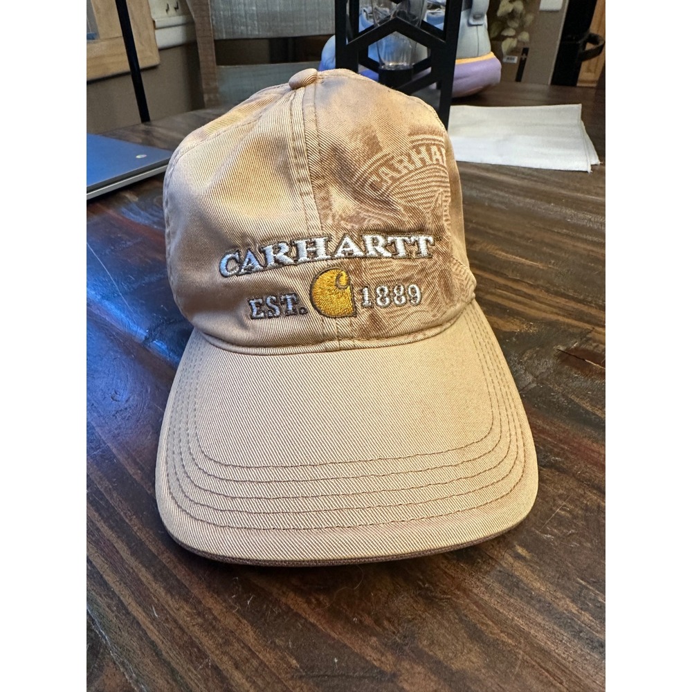 Carhartt Mens Tan Canvas Baseball Cap Est 1889 Logo Adjustable Hat RN 14806